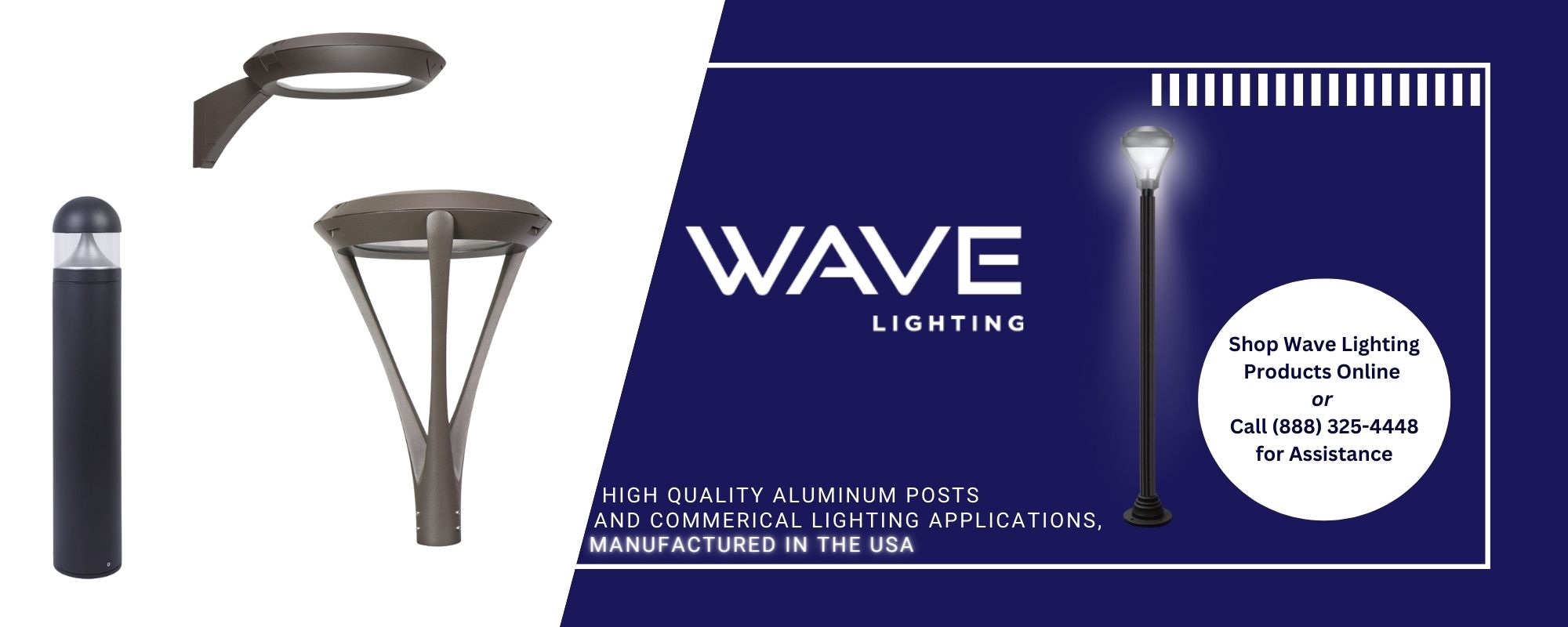 High quality aluminum posts and commercial lighting applications, manufactured in the USA.